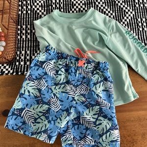 Ruggedbutts swim shorts and rash guard set